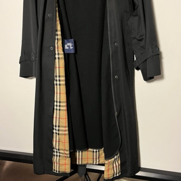 Vintage BURBERRYS OF LONDON Classic Navy-Blue Trench Coat Men's Size 40R - Picture 13 of 14